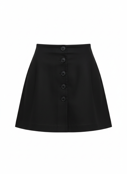 Black Button Mini Skirt