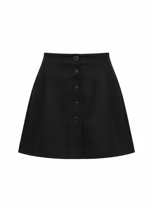Black Button Mini Skirt